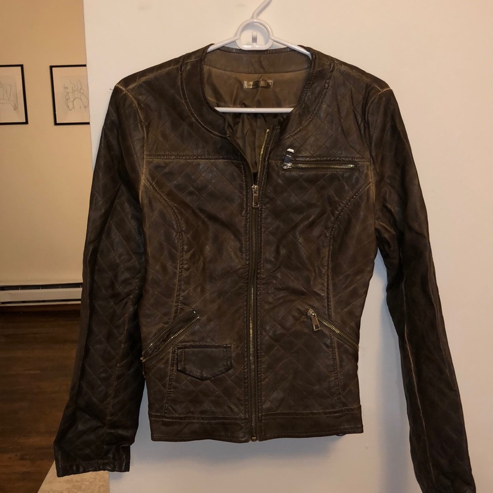 large Faux Brown leather jacket
